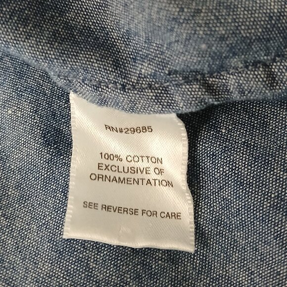 Pendleton Tank Top L Crochet Collar Blue Chambray Denim Button Front 100% Cotton - Picture 9 of 10